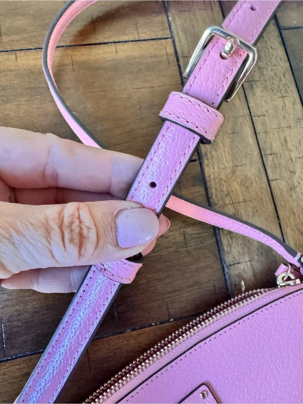 kate spade Pink Pebbled Leather Crossbody Bag with Adjustable Strap